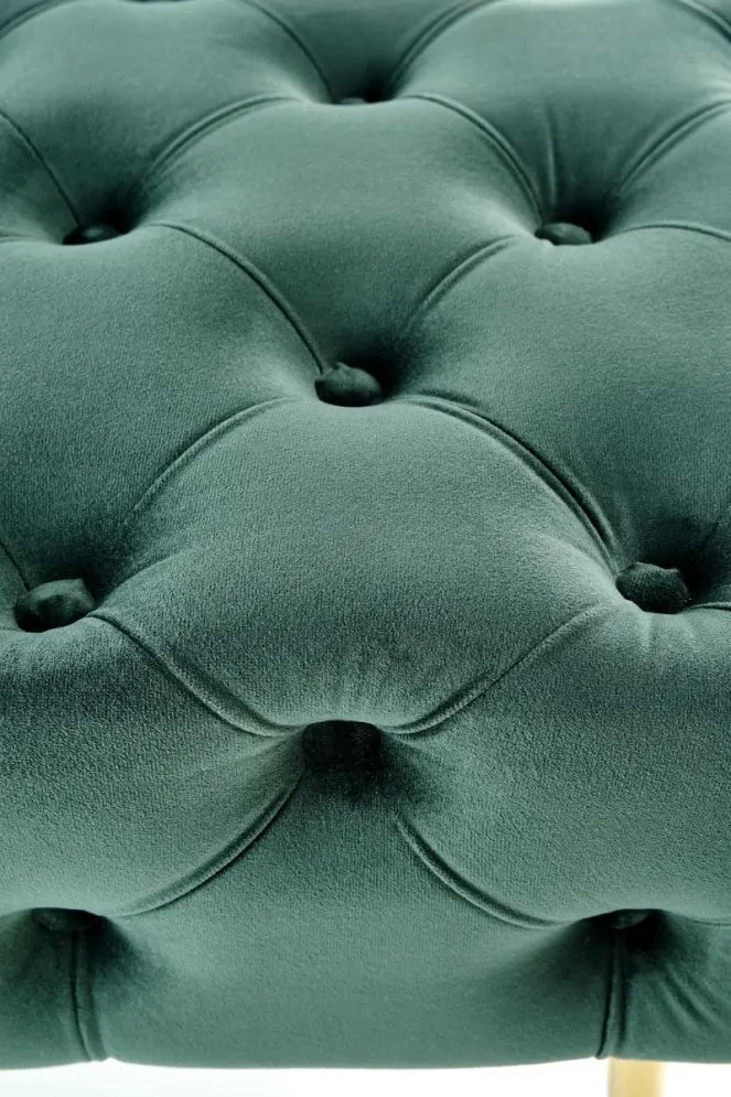 Ławka ATHENA VELVET ciemno zielona na złotej podstawie | MIRAT. styl GLAMOUR