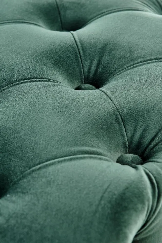 Ławka ATHENA VELVET ciemno zielona na złotej podstawie | MIRAT. styl GLAMOUR