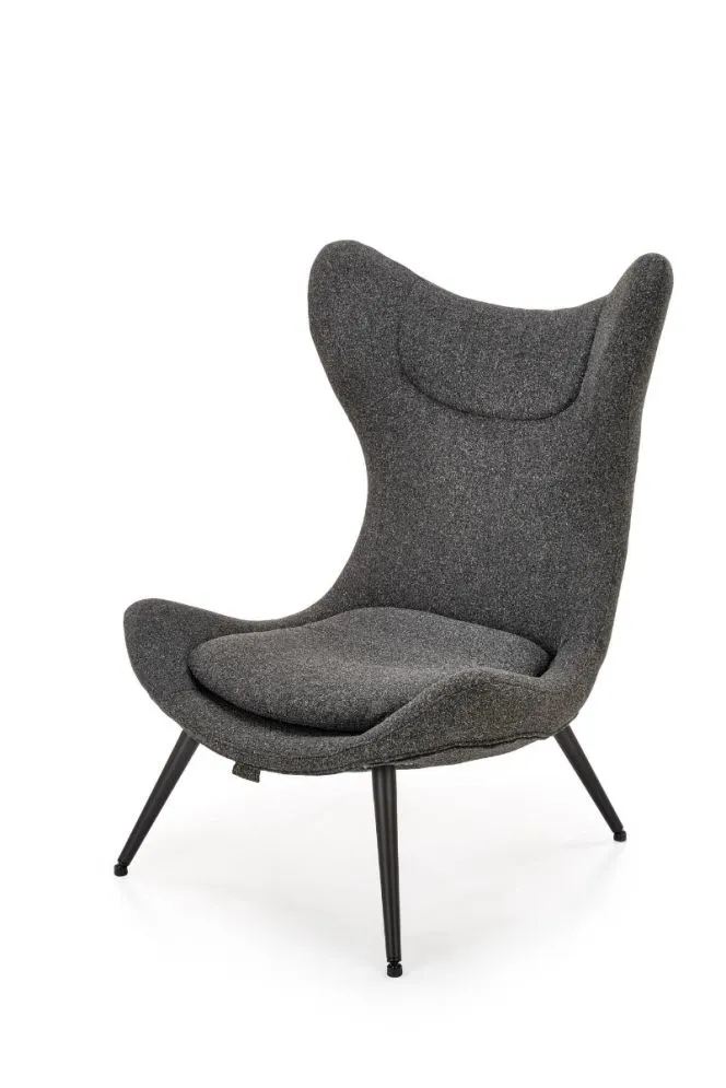 Fotel do salonu ATLANTIS antracytowy tapicerowany tkaniną na metalowych nogach | MIRAT. styl LOFT