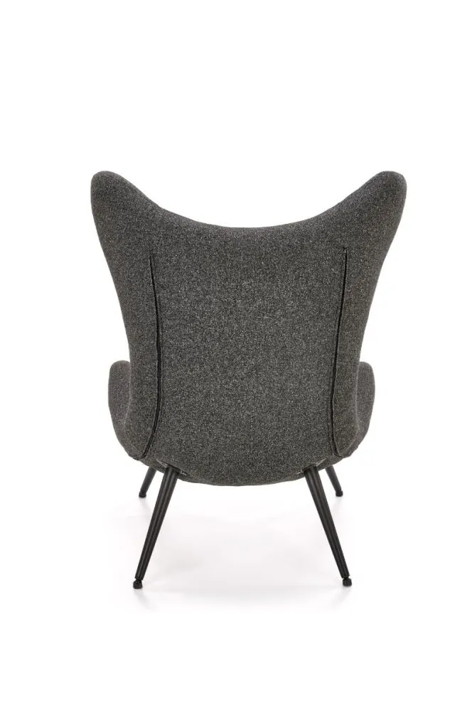 Fotel do salonu ATLANTIS antracytowy tapicerowany tkaniną na metalowych nogach | MIRAT. styl LOFT