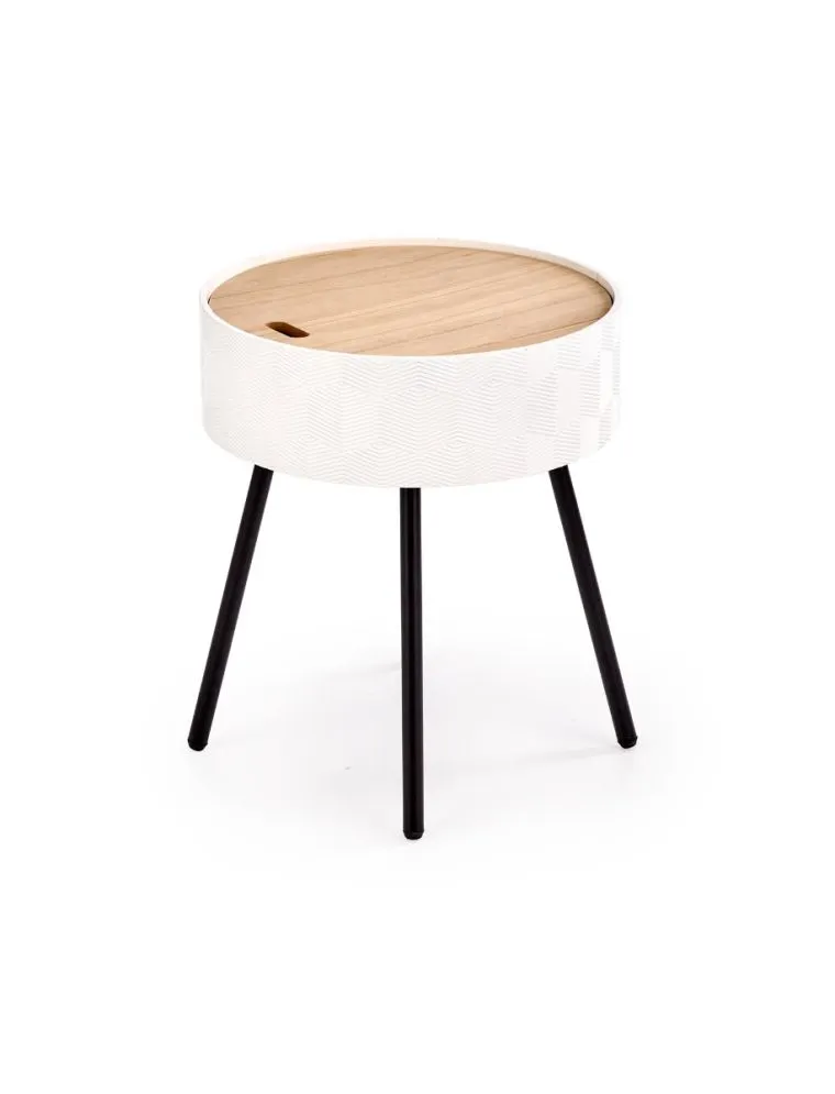 Ława AURA 38 biała drewniana ze schowkiem na metalowych nogach | MIRAT. w stylu  kolekcja