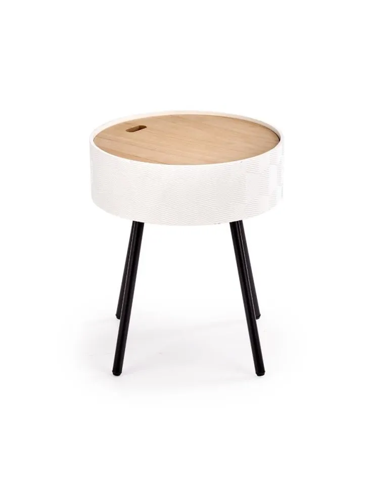 Ława AURA 38 biała drewniana ze schowkiem na metalowych nogach | MIRAT. w stylu  kolekcja