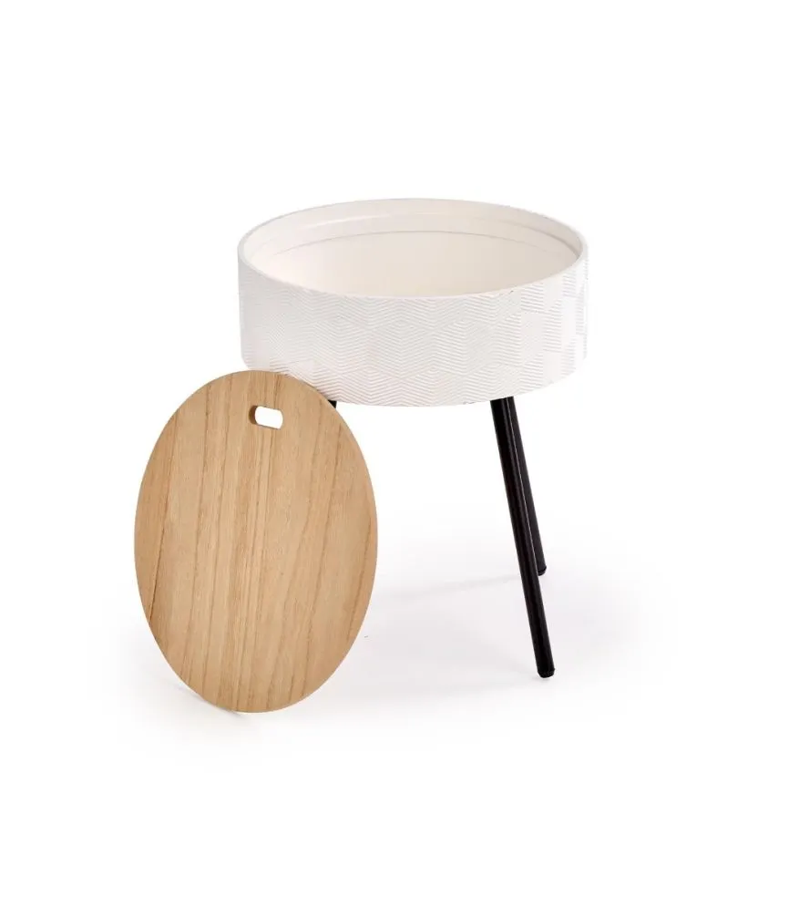 Ława AURA 38 biała drewniana ze schowkiem na metalowych nogach | MIRAT. w stylu  kolekcja