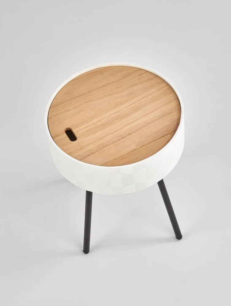 Ława AURA 38 biała drewniana ze schowkiem na metalowych nogach | MIRAT. w stylu  kolekcja