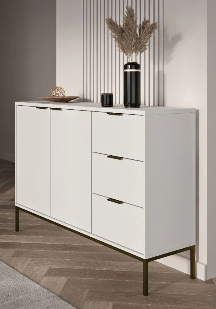 Komoda AUSTIN 150 biała/czarna I sklep meblowy MIRAT. styl GLAMOUR kolekcja AUSTIN