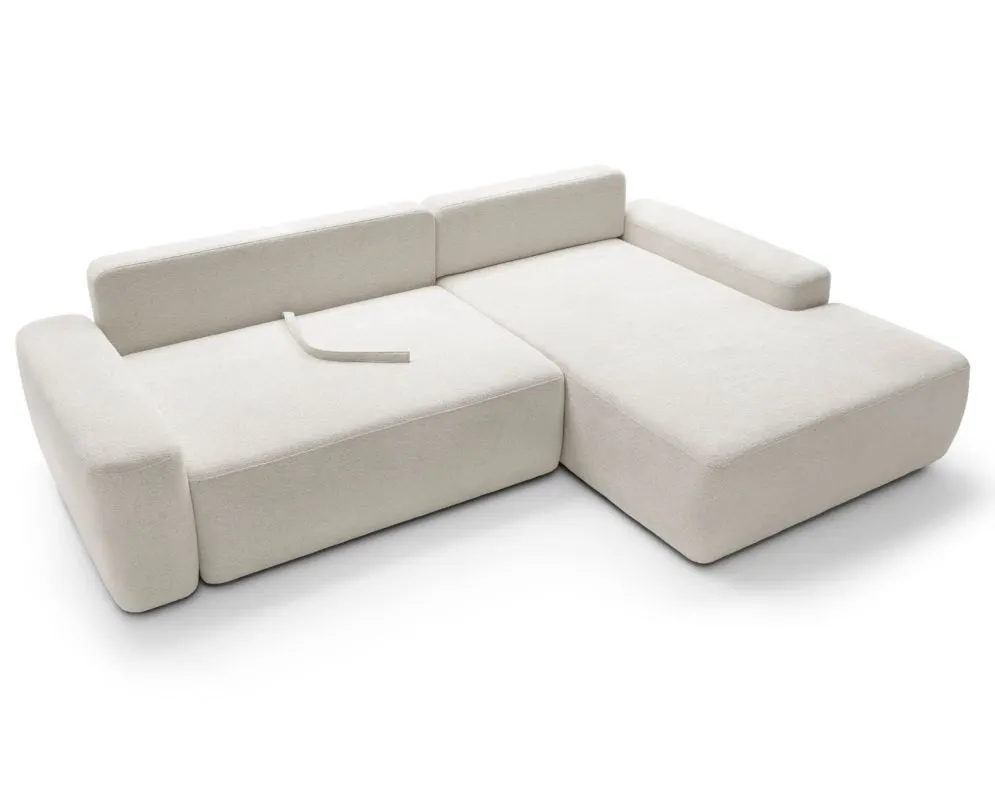 Narożnik z funkcją spania BELLA śmietankowy prawy/lewy I sklep meblowy MIRAT. styl SKANDYNAWSKI