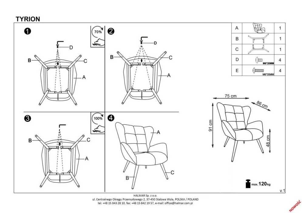Fotel uszak TYRION VELVET bordowy wypoczynkowy | MIRAT.