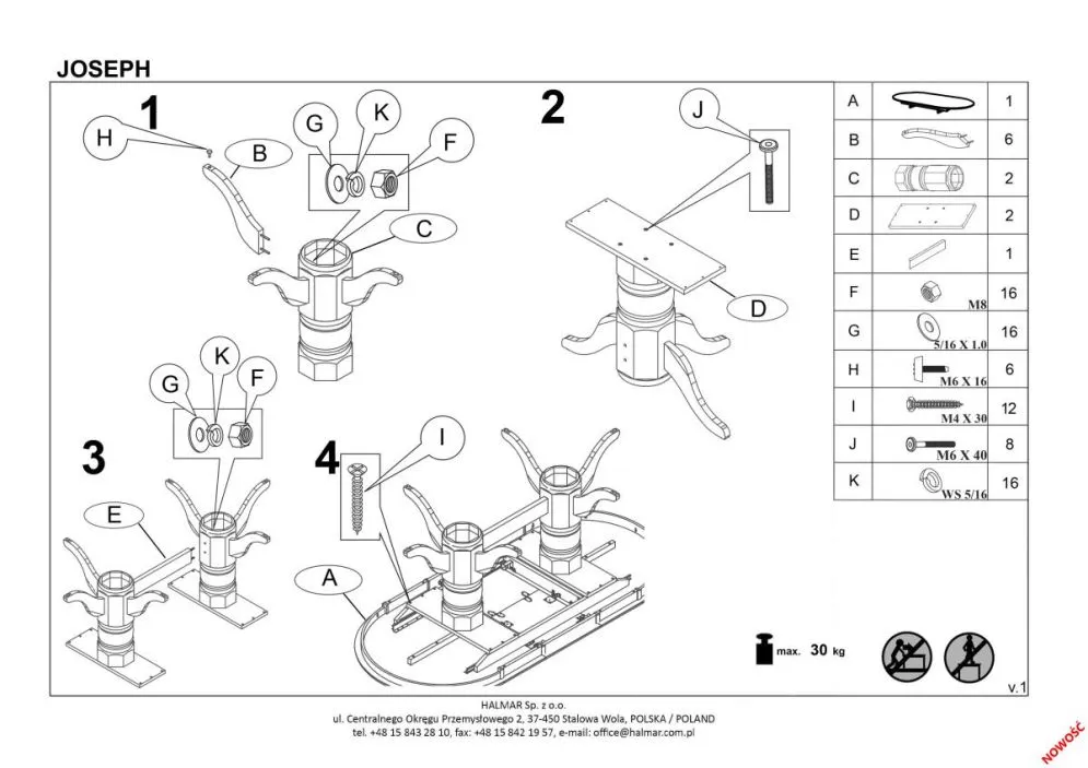 Stół JOSEPH 150(190)x90 biały rozkładany w stylu klasycznym | MIRAT. w stylu KLASYCZNY kolekcja