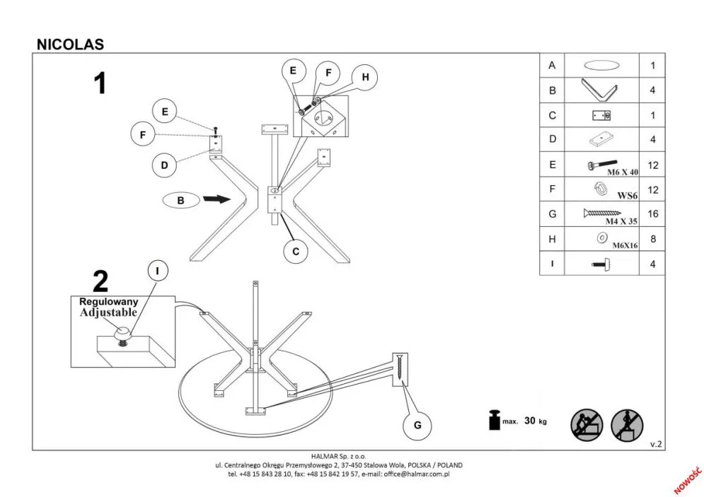 Stół NICOLAS 120x120 dąb okrągły | MIRAT. w stylu  kolekcja