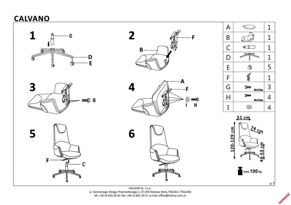Fotel biurowy CALVANO brązowy tapicerowany ekoskórą | MIRAT.