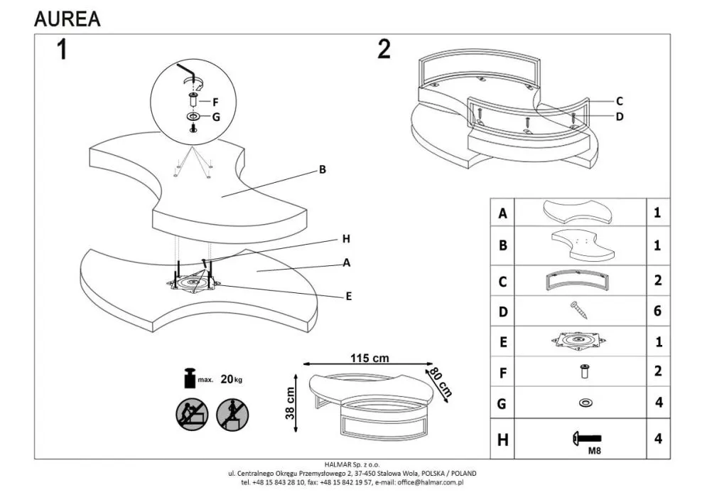 Instrukcja montażu ławy Aurea