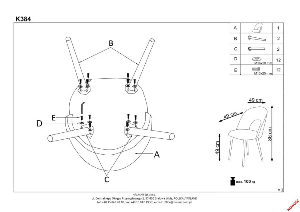 Krzesło K384 VELVET szare nowoczesne do jadalni | MIRAT. w stylu  kolekcja