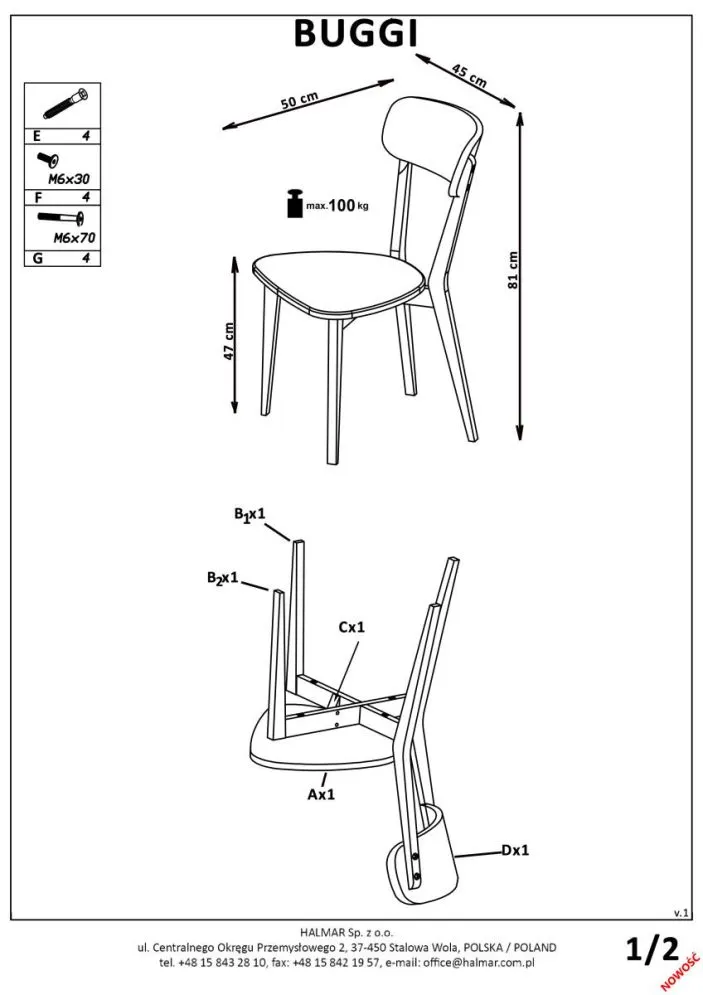Krzesło BUGGI białe bukowe do kuchni i jadalni | MIRAT. w stylu SKANDYNAWSKI kolekcja