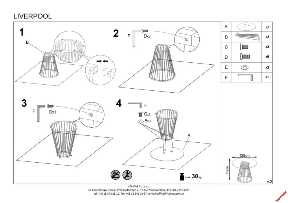 Stół LIVERPOOL 120x120 okrągły szklany do jadalni | MIRAT. styl GLAMOUR