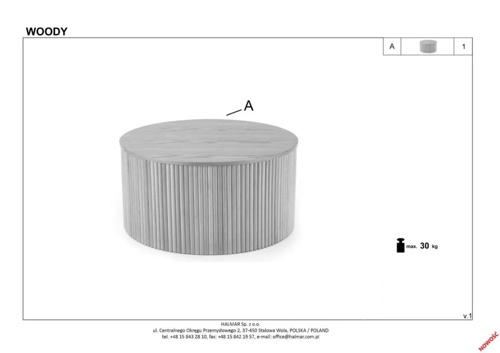 Stolik kawowy WOODY naturalny do salonu w stylu boho | MIRAT.