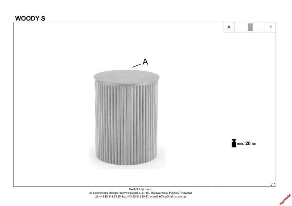Stolik kawowy WOODY-S 40x40 naturalny do salonu | MIRAT.