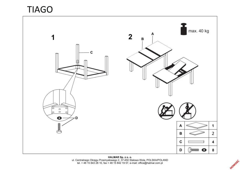 Stół rozkładany TIAGO 140(220)x80 dąb/czarny w stylu loft | MIRAT. w stylu LOFT kolekcja