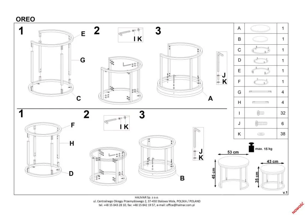 Zestaw 2 stolików OREO biały marmur na metalowej podstawie | MIRAT. styl LOFT