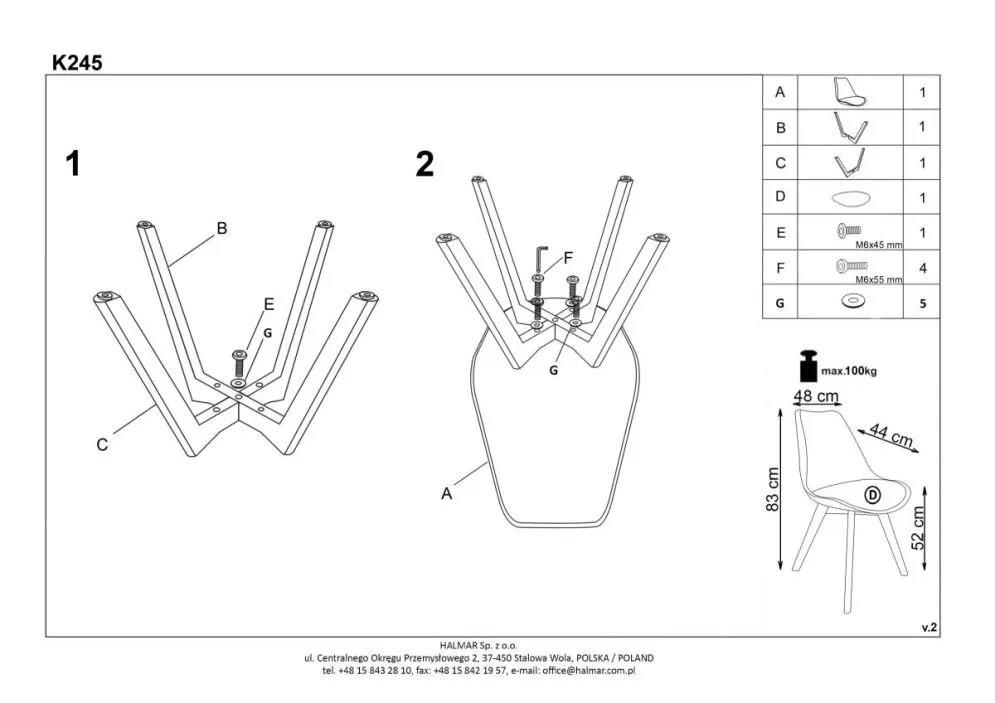 Instrukcja montażu krzesła K245