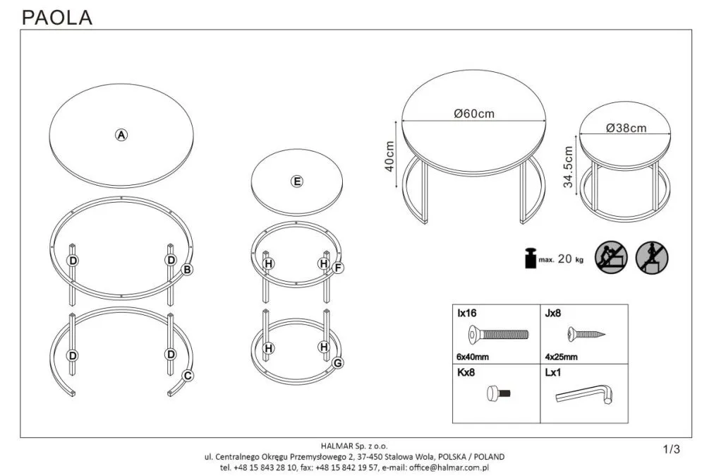 Zestaw 2 stolików PAOLA glamour I sklep meblowy MIRAT. styl GLAMOUR