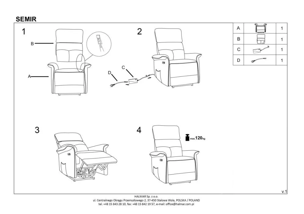 Fotel rozkładany SEMIR VELVET cynamonowy elektrycznie rozkładany I sklep meblowy MIRAT.