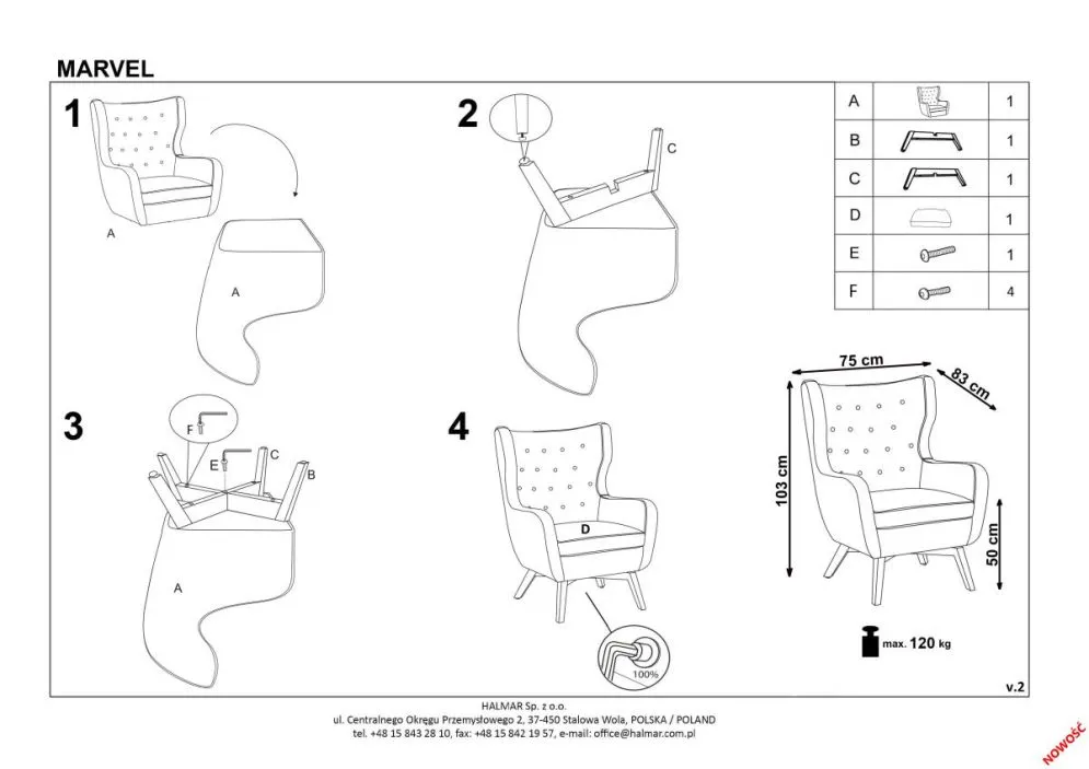 Fotel MARVEL VELVET bordowy uszak na drewnianych nogach | MIRAT.