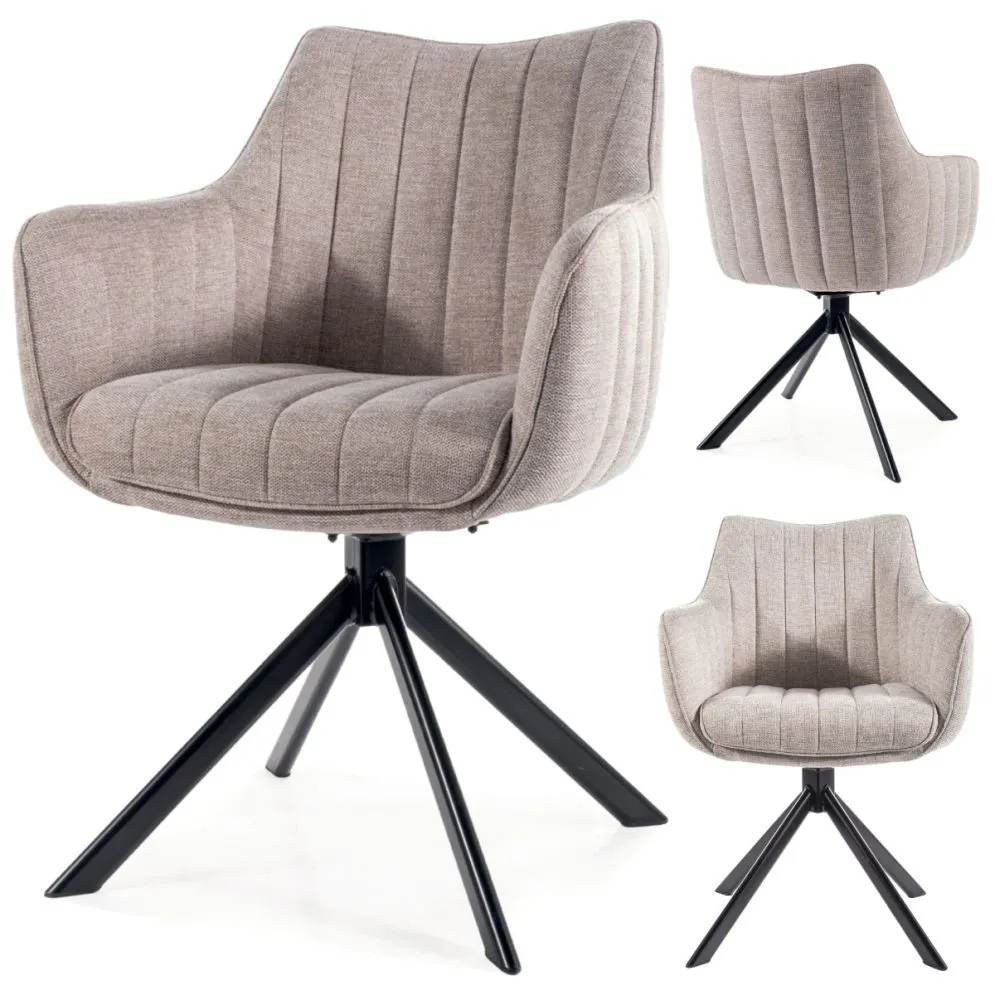 Jasnobeżowe krzesło AZALIA BREGO obrotowe z podłokietnikami | MIRAT styl LOFT