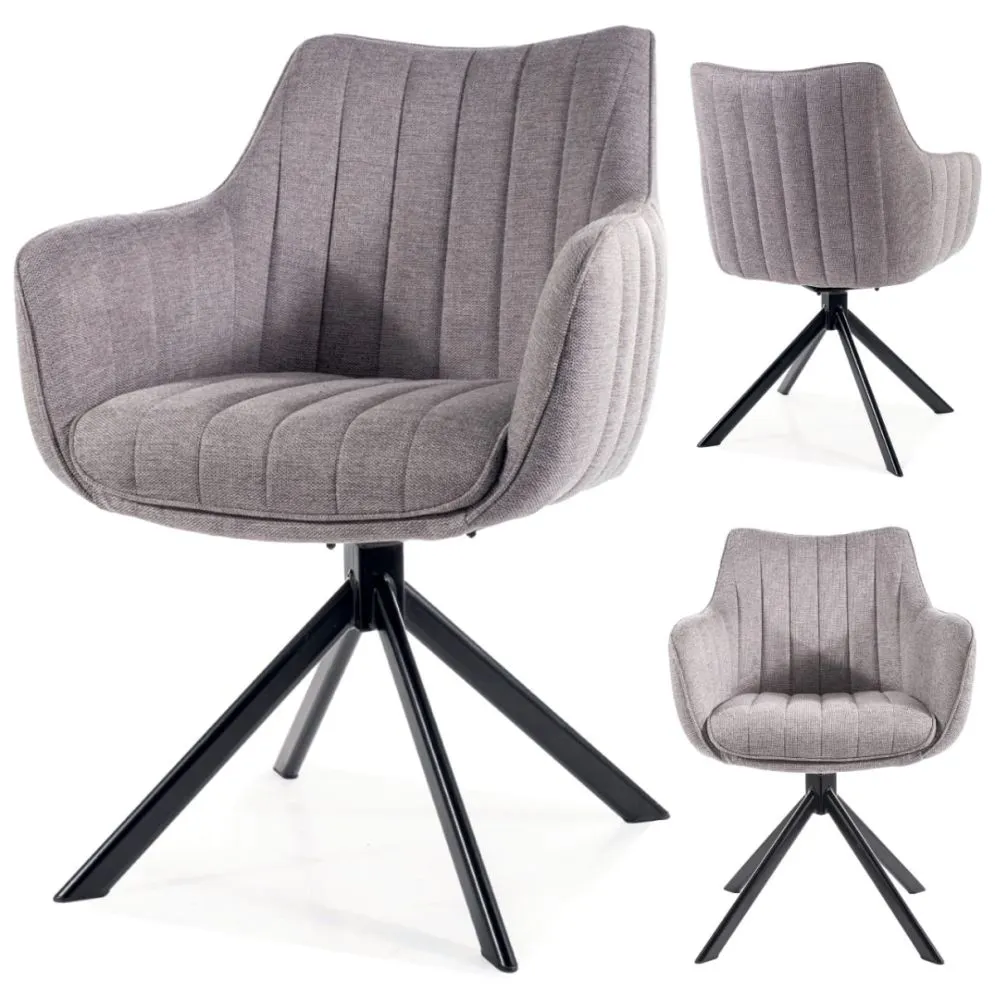 Szare krzesło obrotowe z podłokietnikami AZALIA BREGO | MIRAT styl LOFT