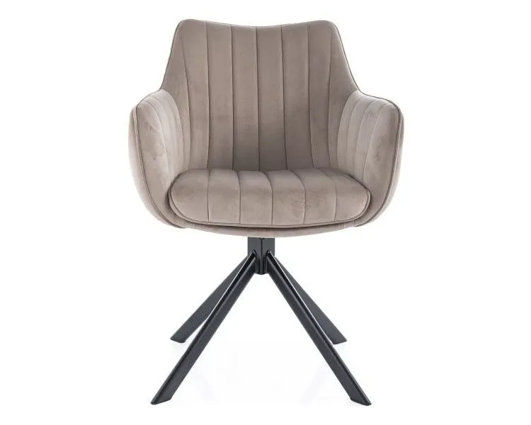 Krzesło tapicerowane AZALIA VELVET ciemnobeżowe obrotowe I sklep meblowy MIRAT. styl GLAMOUR, LOFT
