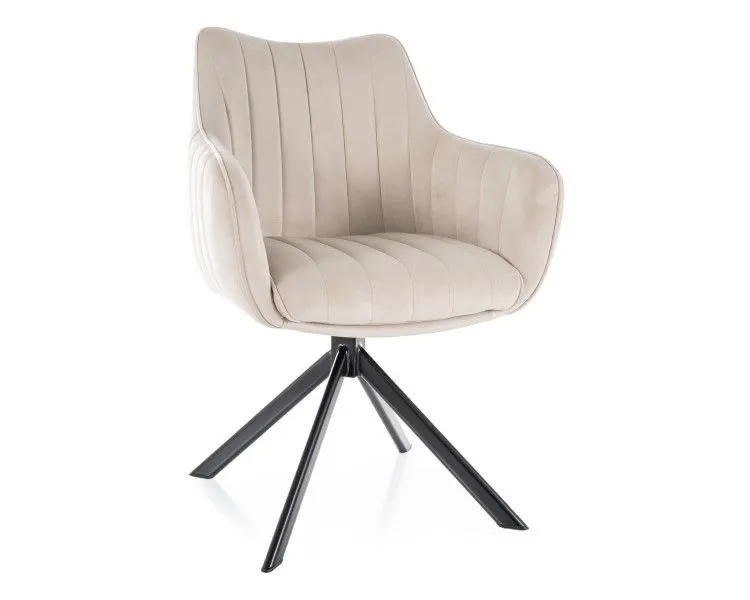 Krzesło tapicerowane AZALIA VELVET jasnobeżowe obrotowe  I sklep meblowy MIRAT. styl GLAMOUR, LOFT