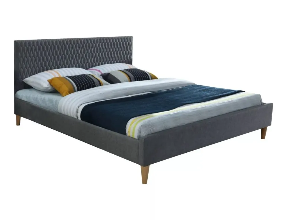 Łóżko AZURRO VELVET 160x200 szare tapicerowane pikowane | MIRAT. styl GLAMOUR kolekcja AZURRO