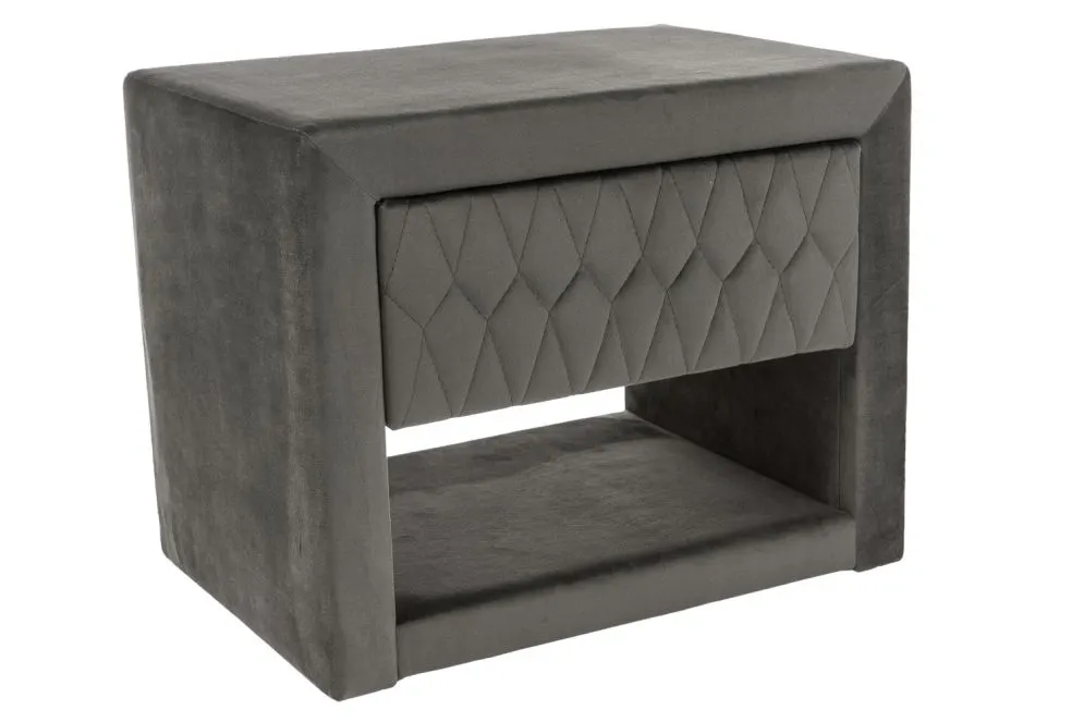 Szafka nocna AZURRO VELVET szara z szufladą | MIRAT. w stylu GLAMOUR kolekcja AZURRO