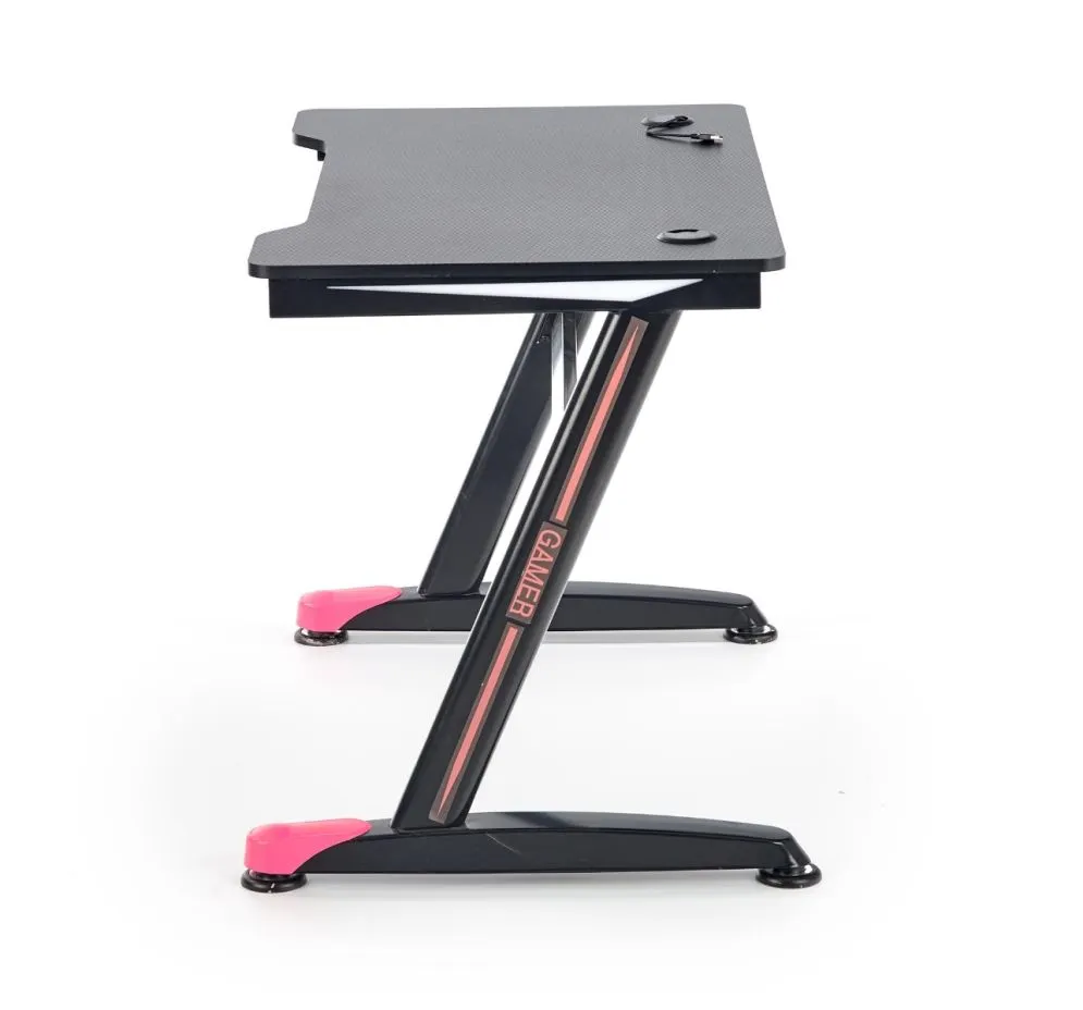 Biurko gamingowe B40 czarno czerwone z podświetleniem LED | MIRAT. w stylu kolekcja