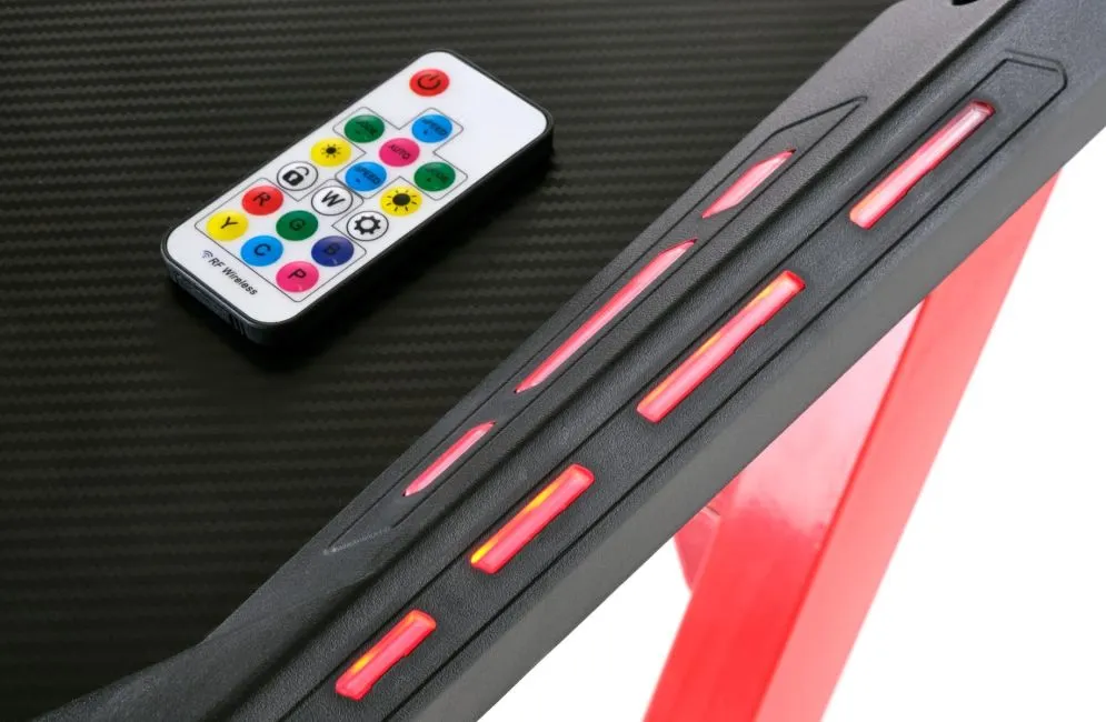Biurko gamingowe B-49 czarne/czerwone z podświetleniem LED | MIRAT. w stylu  kolekcja