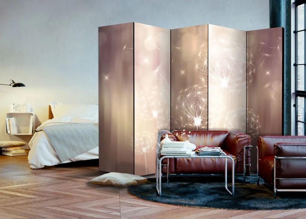 Parawan dwustronny Kwiaty 225x172 cm 3-częściowy szary | MIRAT.