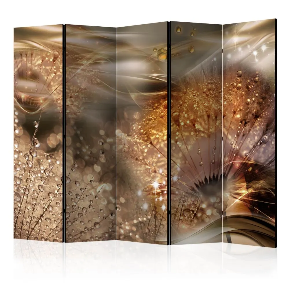 Parawan dwustronny Kwiaty 225x172 cm 5-częściowy szary | MIRAT.