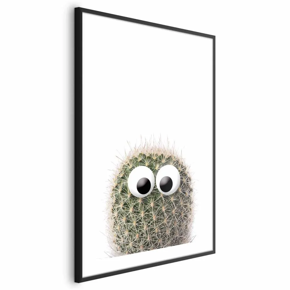 Plakat Kaktus z oczami 40x60 cm z ramą czarną z marginesem | MIRAT.