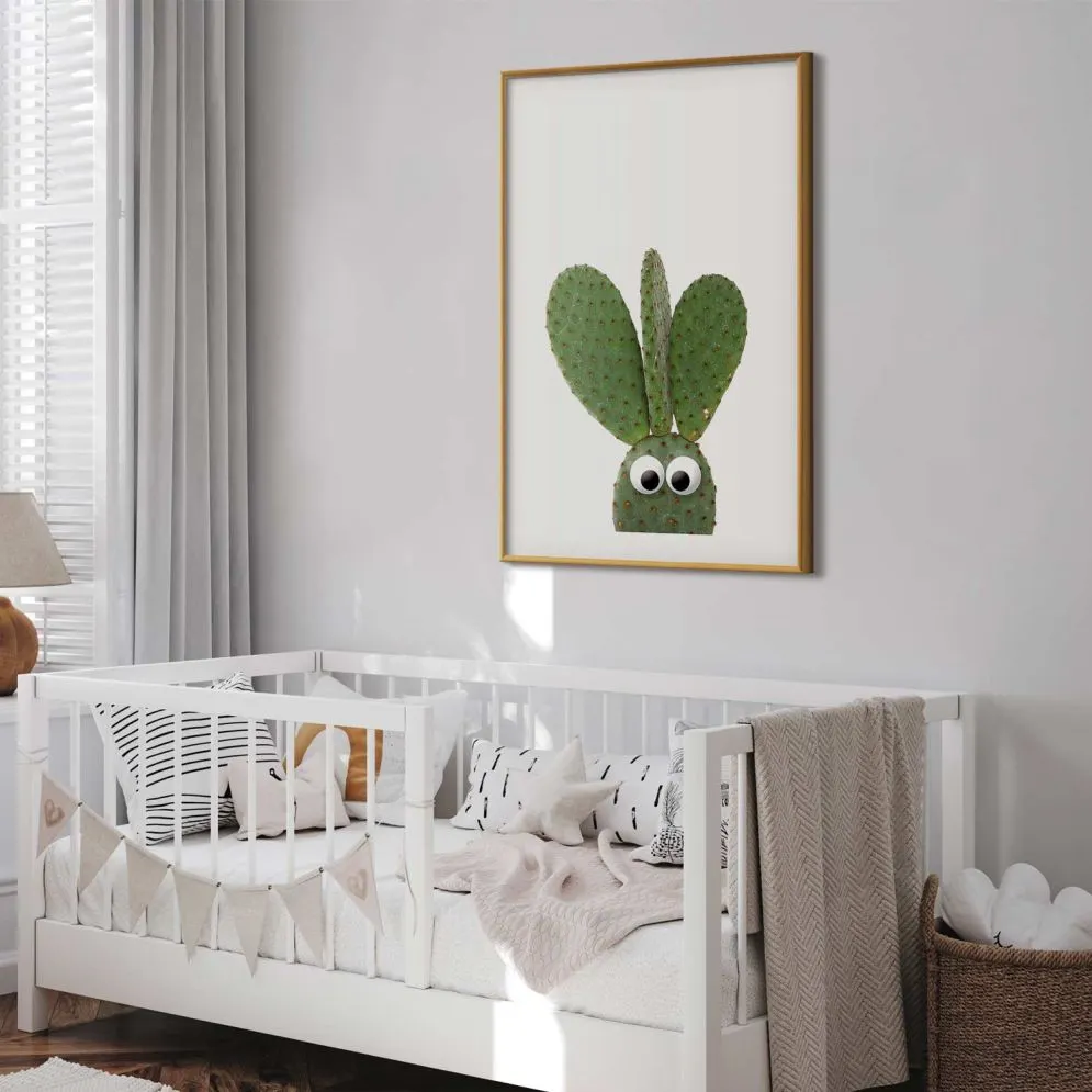 Plakat Uszaty kaktus 29,7x42 cm z ramą złotą z marginesem | MIRAT.