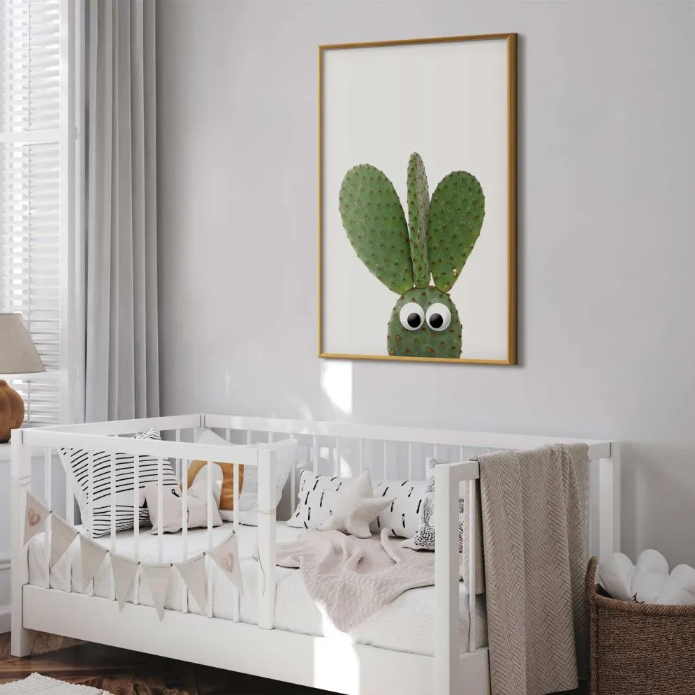 Plakat Uszaty kaktus 21x30 cm z ramą złotą bez marginesu | MIRAT.