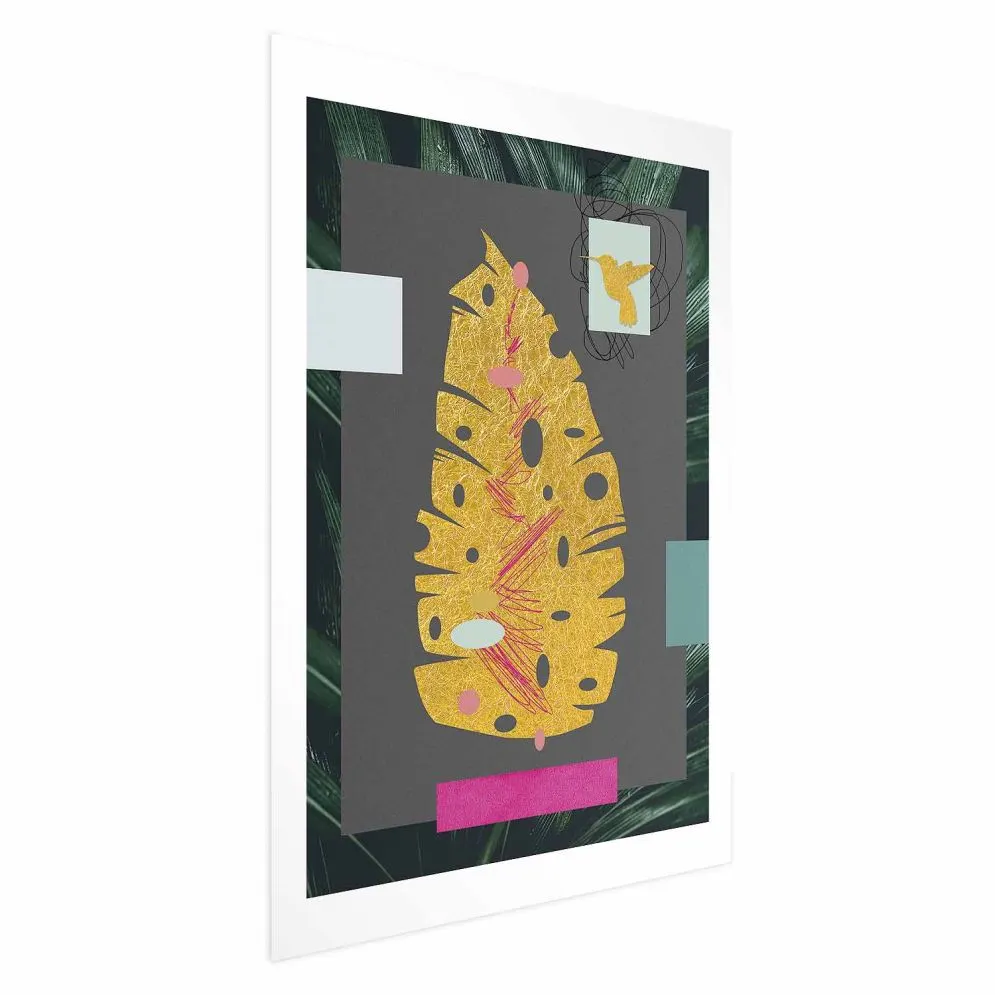 Plakat złotą liść 60x90 cm bez ramy z marginesem | MIRAT.