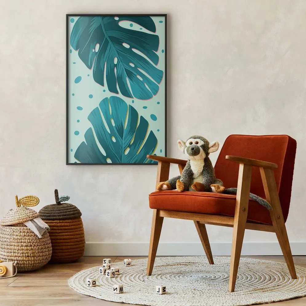 Plakat Zroszone liście 40x60 cm z ramą czarną bez marginesu | MIRAT.