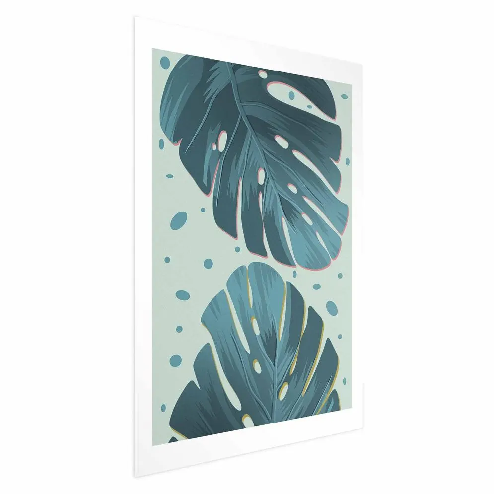 Plakat Zroszone liście 21x30 cm bez ramy z marginesem | MIRAT.