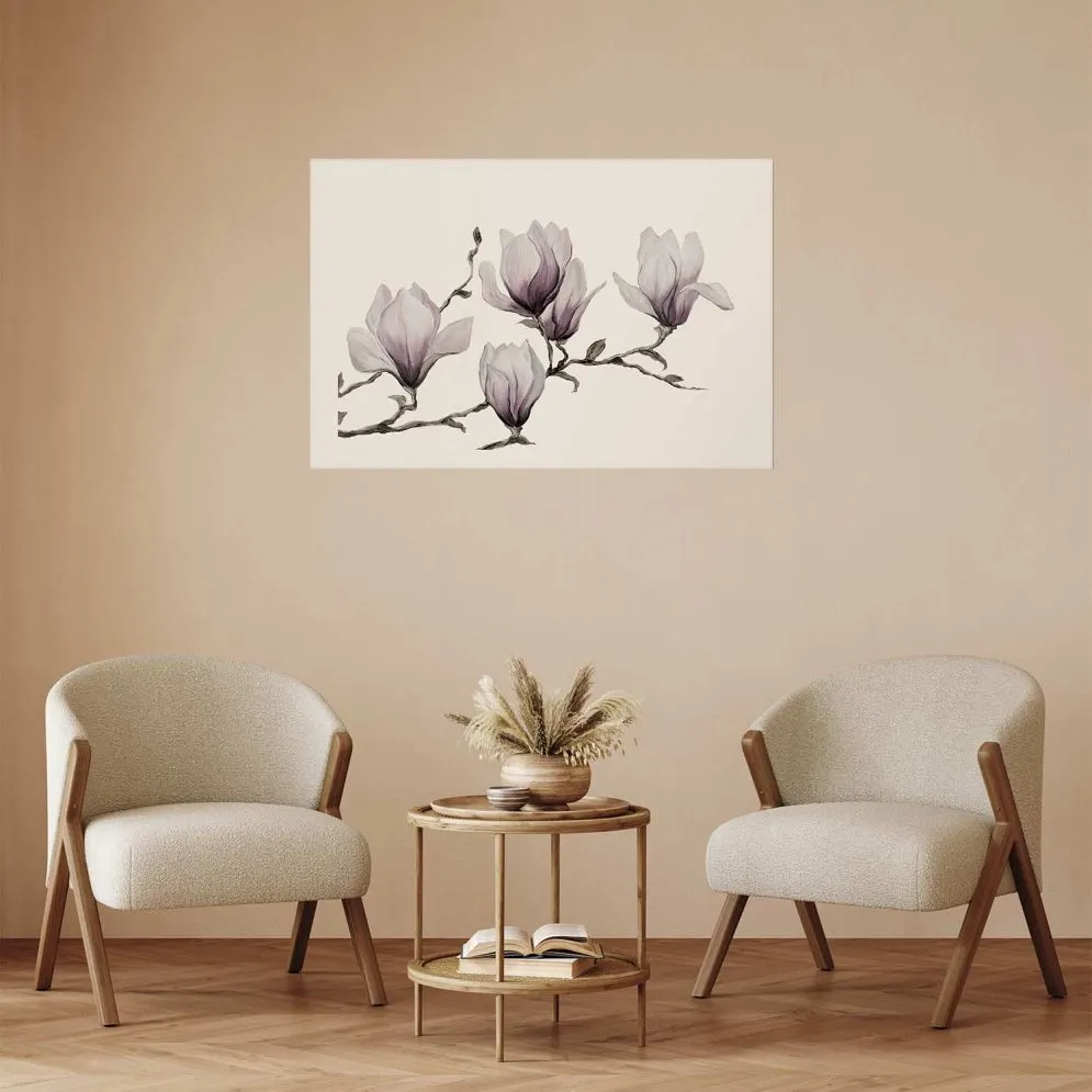 Plakat Malowane magnolie 90x60 cm bez ramy z marginesem | MIRAT.