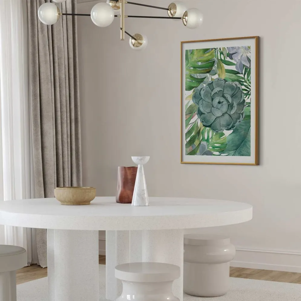 Plakat Tropikalna flora 60x90 cm z ramą złotą z marginesem | MIRAT.