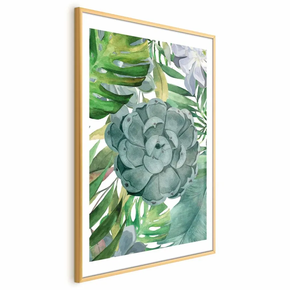 Plakat Tropikalna flora 60x90 cm z ramą złotą z marginesem | MIRAT.