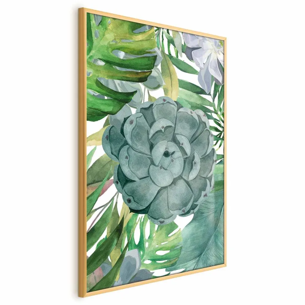 Plakat Tropikalna flora 60x90 cm z ramą złotą bez marginesu | MIRAT.