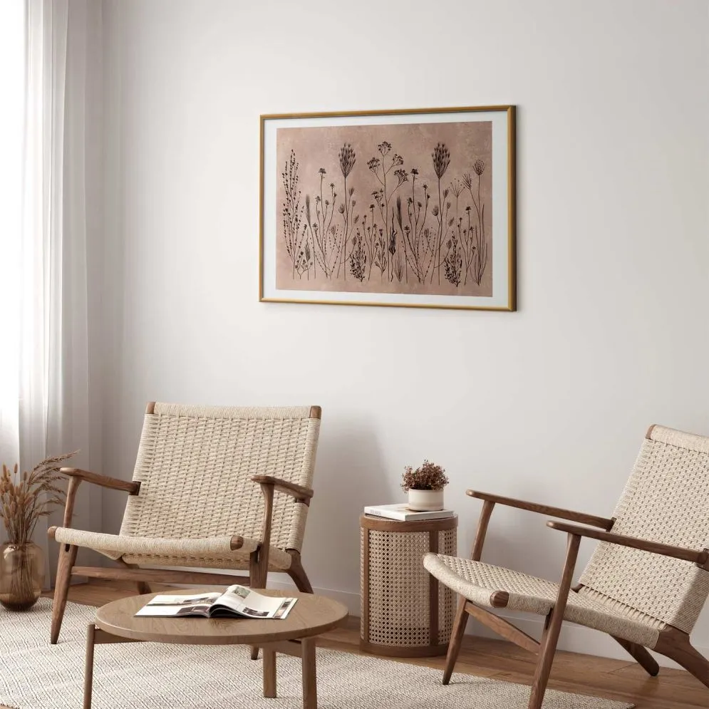 Plakat Polne kwiaty 90x60 cm z ramą złotą z marginesem | MIRAT.