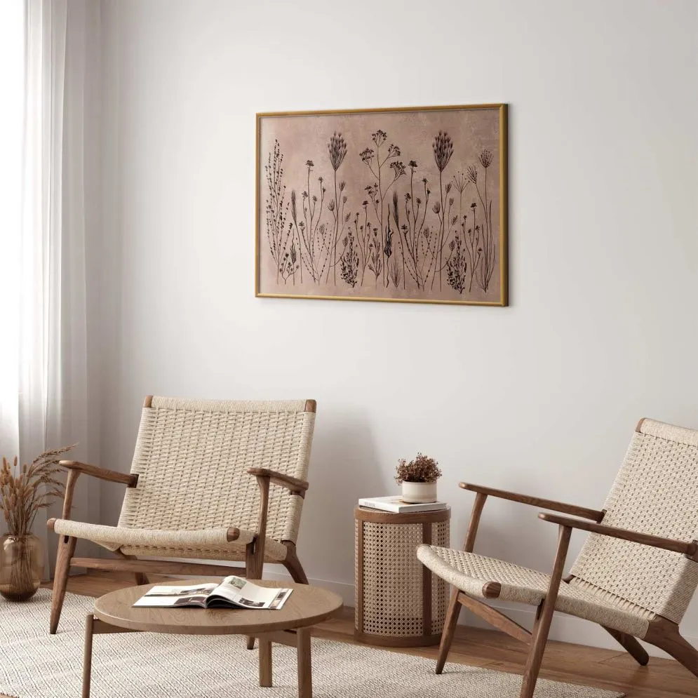 Plakat Polne kwiaty 60x40 cm z ramą złotą bez marginesu | MIRAT.