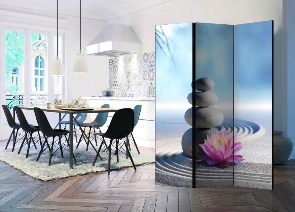 Parawan dwustronny Orient 135x172 cm 3-częściowy szary | MIRAT.