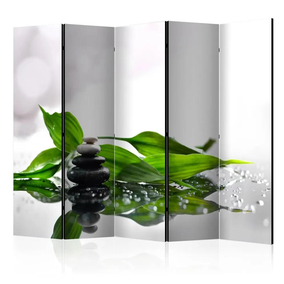 Parawan jednostronny Orient 225x172 cm 5-częściowy zielony | MIRAT.